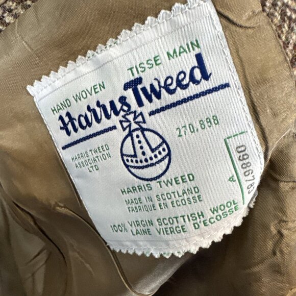 Harris Tweed Men 46L Tall Brown Sports Coat Blazer Wool Scottish - Picture 5 of 7